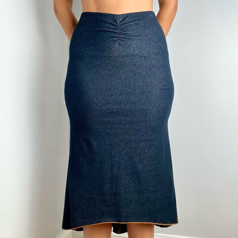 Y2K Dark Wash Midi Skirt